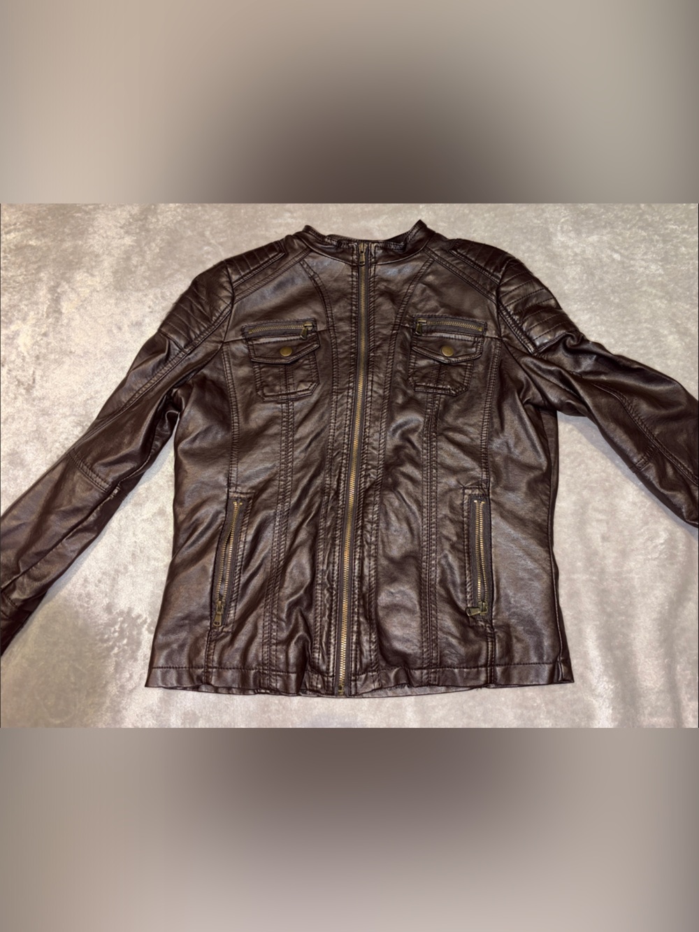 YMI Dark Brown Faux Leather Moto Jacket